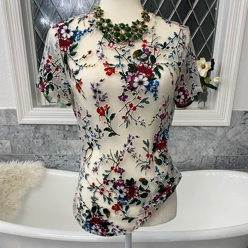 A New Day - Sheer Floral Top